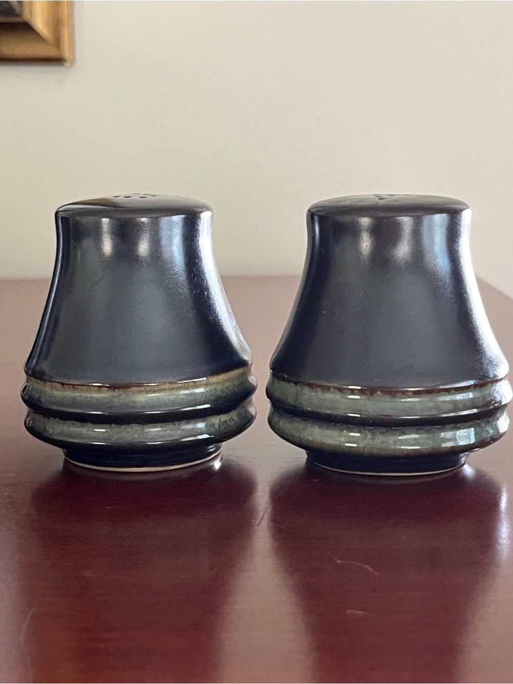 Vintage Denby Bokara / Kismet Blue Salt & Pepper Shaker Set Langley England